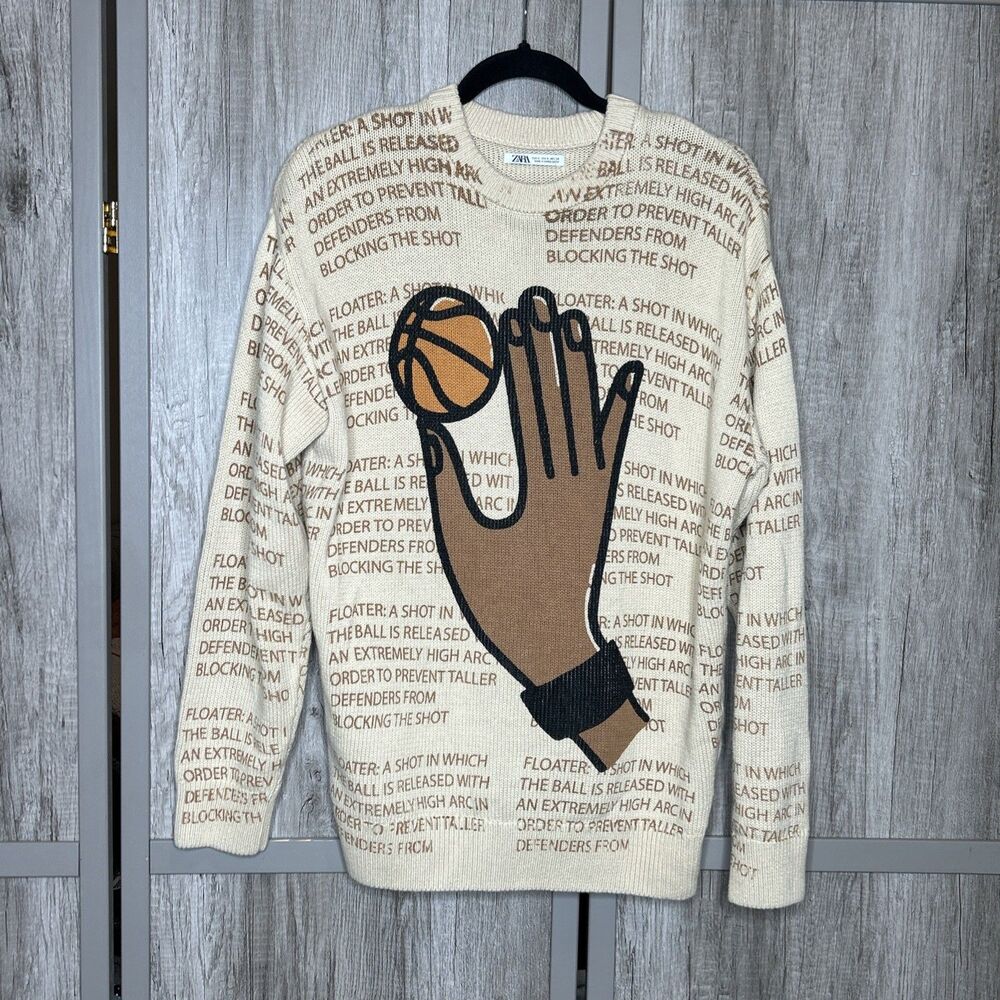 Zara Basketball Sweater Size S Floaters Definition Relaxed Fit Pullover